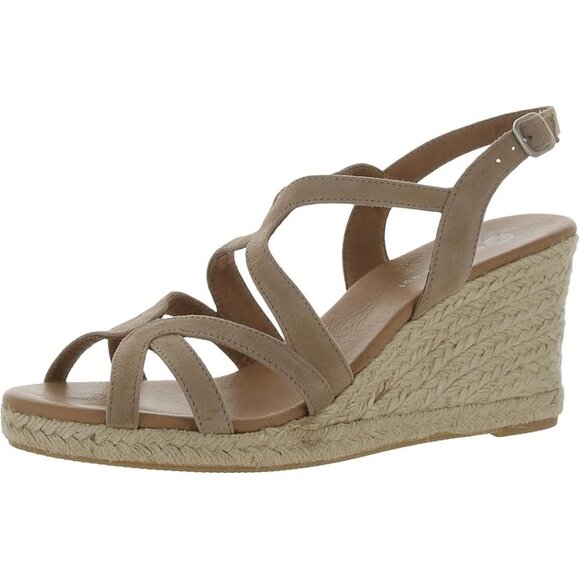 Eric Michael Shoes - NEW Eric Michael Women Lindsey Taupe Suede Platform Wedge Adjustable Sandal